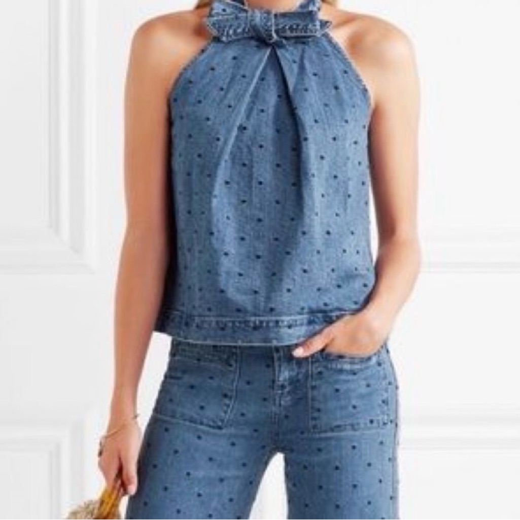 Ulla Johnson Blue Polka Dot Skinny Jeans